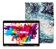 LINSAY 10.1" Octa Core 128GB Storage Android 15 Tablet with Ocean Marble Case - Blue