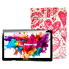 LINSAY 10.1" Octa Core 128GB Storage Android 15 Tablet with Love Shape Case - Red