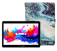 LINSAY 10.1" Octa Core 256GB Storage Android 15 Tablet with Ocean Marble Case - Blue