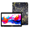 LINSAY 10.1" Octa Core 256GB Storage Android 15 Tablet with Golden Marble Case - Black