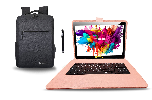 10.1" Octa Core 128GB Storage Android 15 Tablet with Designer Cloth Keyboard Case, Stylish Backpack and Pen Stylus - Peach
