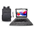 LINSAY - 10.1" Octa Core 256GB Storage Android 15 with Designer Cloth Keyboard Case and Stylish Backpack and Pen Stylus - Black