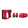 M12 12-Volt Lithium-Ion Cordless 3/8 in. Crown Stapler with M12 Compact 2.0 Ah Battery (2-Pack) Starter Kit and Charger