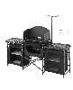 Sevorley Aluminum Camping Kitchen Table with Windscreen and 3 Storage Cupboards - Black
