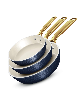 Gotham Steel Pro Hammered Collection 3-Piece Ceramic Coating Nonstick Frying Pans Set - Navy
