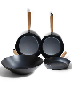 Alva Forest 4pc Carbon Steel Frying Pan & Wok Set