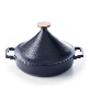 Alva Nori 3Qt Enameled Cast Iron Authentic Moroccan Tagine with Bronze Gold Knob - Black