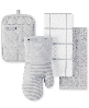 KitchenAid Quilted Cotton Terry Cloth Kitchen Towel, Oven Mitt, Potholder 4-Pack Set - Matte Gray