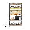 Yaheetech 5-Tier Engineered Wood and Metal Baker's Rack with Power Outlets - Grey