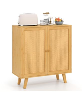 Gouun Bamboo Buffet Storage Cabinet With PE Rattan Doors 31.5 x 13.5 x 33.5 in