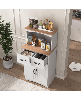 Casainc Wooden Kitchen Pantry Storage Cabinet with Drawer and Microwave Shelf - White