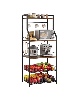 Gaomon Kitchen Baking Rack, Microwave Rack with 2 Large Metal Wire Baskets, Coffee Bar, 5-Tier Multifunctional Kitchen Storage Rack with 8 Hooks