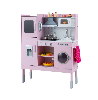 Hongge pink kids play kitchen with range hood, ice maker, and telephone.