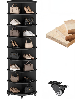 Aecojoy 8 Tier Rotating Shoe Rack with 2 Drawers and Casters Spinning Storage Tower Organizer - Black