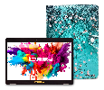 LINSAY 10.1" Octa Core 128GB Storage Android 15 Tablet with Flowers Marble Case - Red