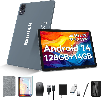 Kimlok Tablet 10 inch Android 14 Tablets 2025 Latest Octa-Core Tableta, 128GB+14GB+1TB Expand, Android Tablets with Keyboard - Gray