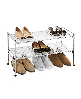 Seville Classics 2-Tier Metal Mesh Stackable Shoe Rack - Silver