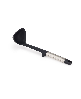 Joseph Joseph black silicone ladle with integrated tool rest.