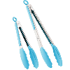Zulay Kitchen Stainless Steel Kitchen Tongs with Silicone Tips - Set of 2 - Light blue