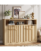 Fluted Buffet Sideboard Cabinet, Modern Wooden Storage Hutch, Coffee Bar Cabinet