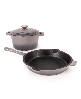 BergHOFF Neo 3pc Cast Iron Cookware Set, Fry Pan & Round Dutch Oven - Oyster