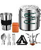 Piscifun Stainless Steel Camping Cookware Mess Kit With Mini Stove For Hiking Picnic