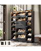 Aheaplus Wooden Shoes Cabinet with LED Lights