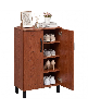 5 Tier Shoe Storage Cabinet Freestanding Wooden Shoe Rack Organizer - Brown