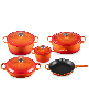 Le Creuset Signature Enameled Cast Iron 9-Piece Cookware Set - Flame