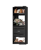 Aheaplus Wooden Closet Organizer with 3 Storage Drawers and Mirror - Black