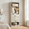 Aheaplus Wooden Closet Organizer with 3 Storage Drawers and Mirror - Beige oak