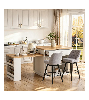 homfan Rolling Kitchen Island 73 Extendable Dining Table with Storage Shelves Power Outlet and 2 Swivel Bar Stools Set Counter Height Kitchen Dining