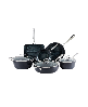 Green Stone Aluminum 9-Piece Cookware Set - Black