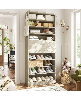 Aheaplus 8-Tier Shoe Rack with 2 Drawers, 80" High Wooden Shoe Cabinet with Adjustable Shelves - Wash oak