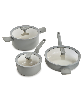 BergHOFF Balance 6Pc Non-stick Ceramic Cookware Set With Glass Lid, Recycled Aluminum - Moonmist