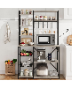 Gaomon 70.1 Inch 7-Tier Industrial Baker's Rack with Power Outlet, Microwave Coffee Bar Station with Wire Baskets for Kitchen and Living Room - Grey