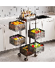 Gaomon 5-Tier Thickened Carbon Steel Rotating Kitchen Storage Cart with Wheels