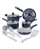 T-Fal Culinaire Ceramic Nonstick 12PC Cookware Set - Blue