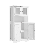 homfan Kitchen Pantry Cabinet with Glass Doors and Adjustable Shelves
