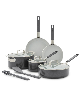 GreenPan Bobby Flay Ceramic Nonstick 10-Piece Cookware Set - Gray