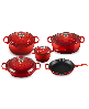 Le Creuset Signature Enameled Cast Iron 9-Piece Cookware Set - Cerise