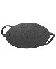 Victoria 15-Inch Cast Iron Preseasoned Comal Pizza Pan with 2 Side Handles - Black