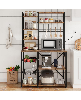 Gaomon 70.1 Inch 7-Tier Industrial Baker's Rack with Power Outlet, Microwave Coffee Bar Station with Wire Baskets