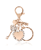Jessica Simpson Pave Crystal Heart Keychain Bag Charm - Gold, clear