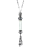 Antiqued Pewter Blue Crystal Cat Vial Tassle Necklace