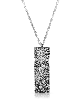 Antique-like Pewter Filigree Covered Glass Vial Necklace - Silver
