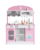Sugift Lights and Sounds Wooden Play Kitchen With Cookware and Food Accessories