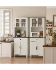 Set of 2 72" Kitchen Pantry Cabinet with Drawers and Glass Doors, Locking Multi-Door Hutch for Kitchen, Dining and Living Room